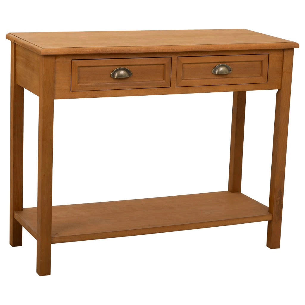 Mobile da ingresso in legno con 2 cassetti e 1 ripiano marrone 100x40x78