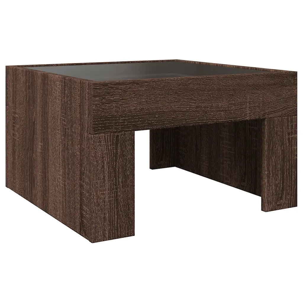 Tavolino da Salotto con LED Infinity Rovere Marrone 50x50x30 cm