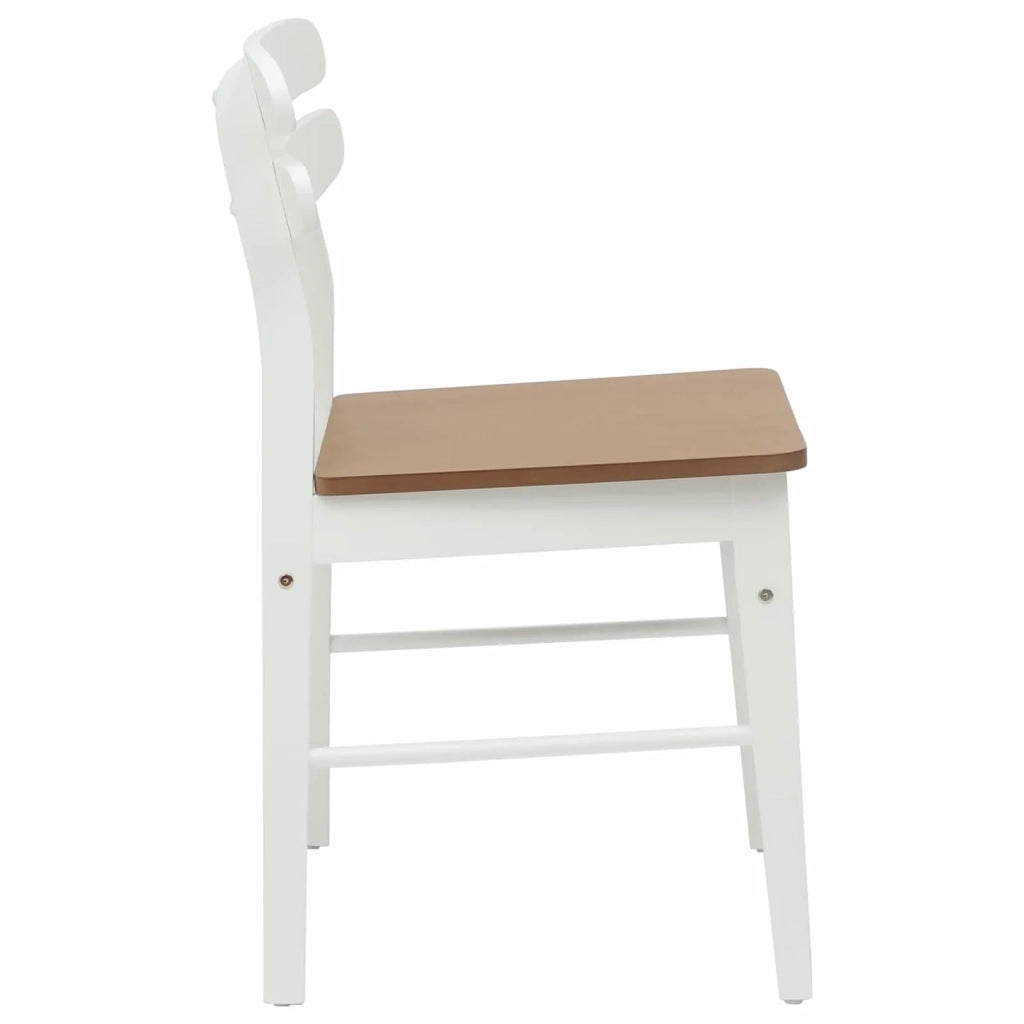 Sedia da pranzo 2 pcs Bianco e Naturale Legno di gomma solido 42020515