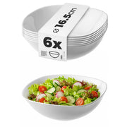 Set di 6 ciotole in vetro KADAX da 16 cm per insalata, zuppa e snack, colore bianco.