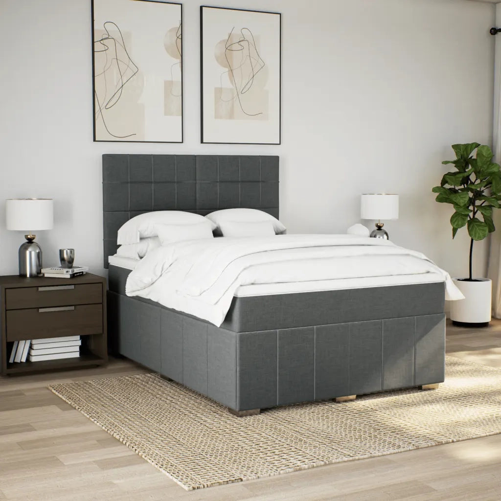 Giroletto a Molle con Materasso Grigio Scuro 140x200cm Tessuto
