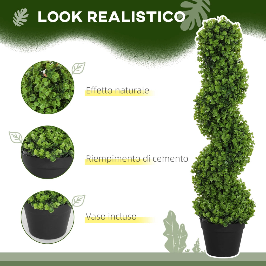 Pianta Finta Eucalipto Spirale con Vaso ¨C Zephmum ¨C Verde 90 cm