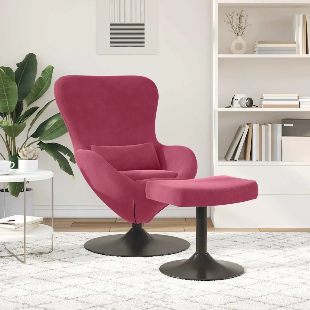 Sedia Egg con Pouf Rosso Vino Velluto 42002749