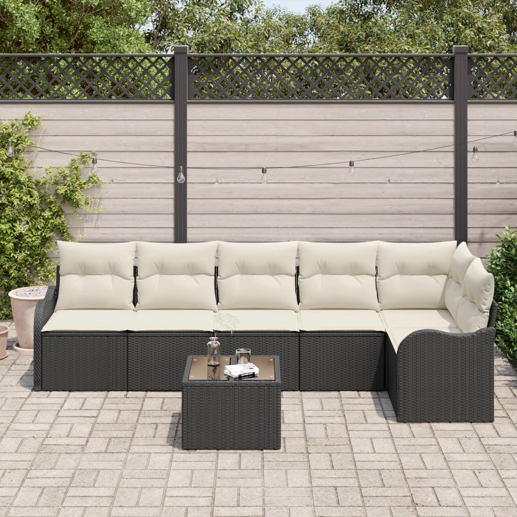Set Divano da Giardino da 6 Pezzi con Cuscini Polyrattan Marrone