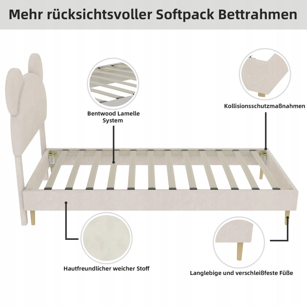 Letto imbottito 90x200 - Xylo - Minimalista beige