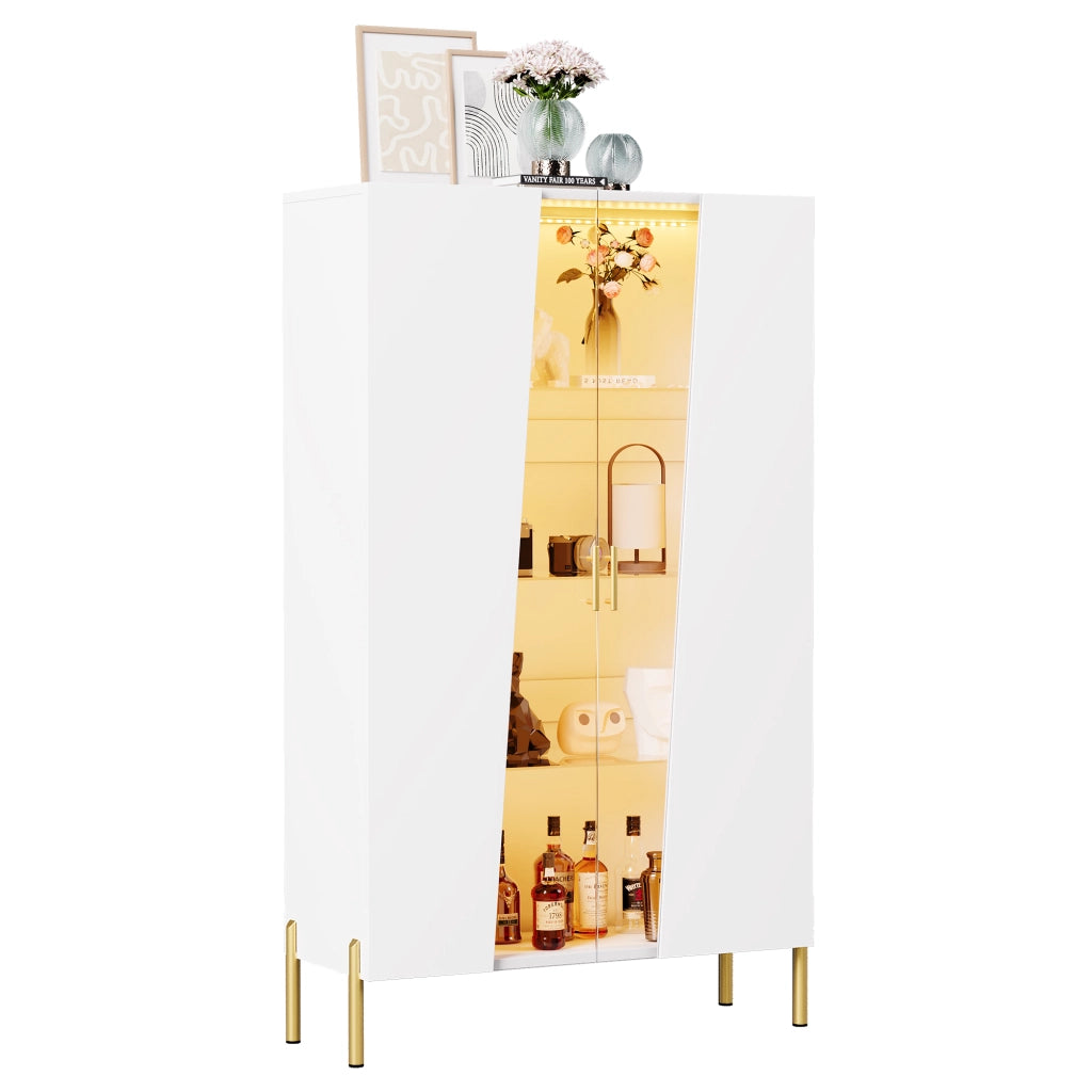 Vetrina 72x40x145 cm con LED multicolore in MDF e vetro bianco