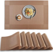 Set di Panchina, 6 pezzi, panchine in PVC resistenti alla scivolosità, resistenti al calore, panchine in vinile lavabili - marrone chiaro