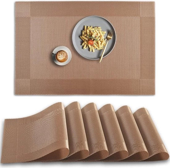Set di Panchina, 6 pezzi, panchine in PVC resistenti alla scivolosità, resistenti al calore, panchine in vinile lavabili - marrone chiaro