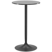 Tavolo da Bar Rotondo, Tavolo da Bistro da Piedi, Tavolo da Cucina, Stile Contemporaneo, Piano Dipinto e Struttura in Acciaio, Nero