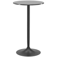 Tavolo da Bar Rotondo, Tavolo da Bistro da Piedi, Tavolo da Cucina, Stile Contemporaneo, Piano Dipinto e Struttura in Acciaio, Nero
