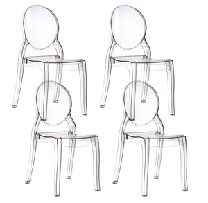 Set 4 Sedie Impilabili 47x90x50 cm in Policarbonato Glass Trasparente