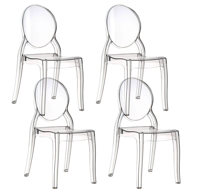 Set 4 Sedie Impilabili 47x90x50 cm in Policarbonato Glass Trasparente