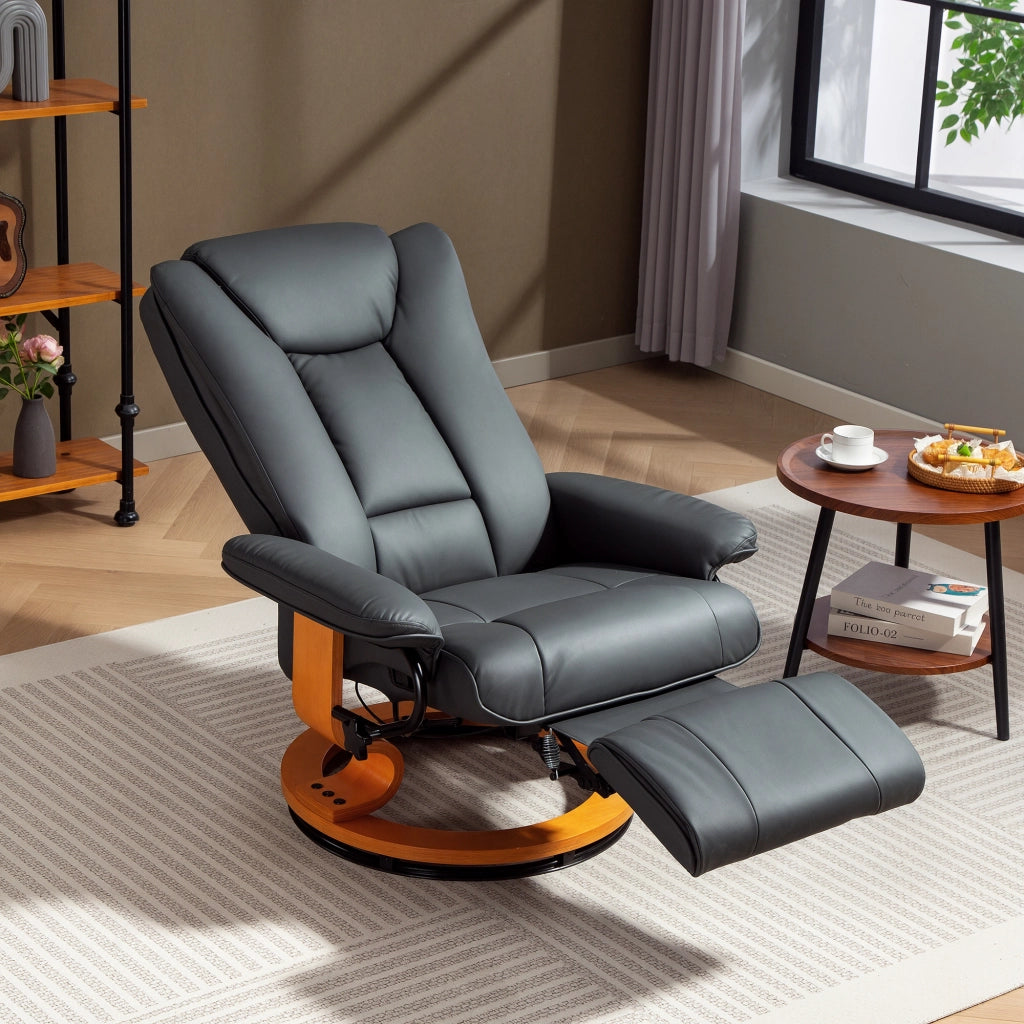 Poltrona relax reclinabile girevole ¨C Minimal ¨C similpelle grigio scuro
