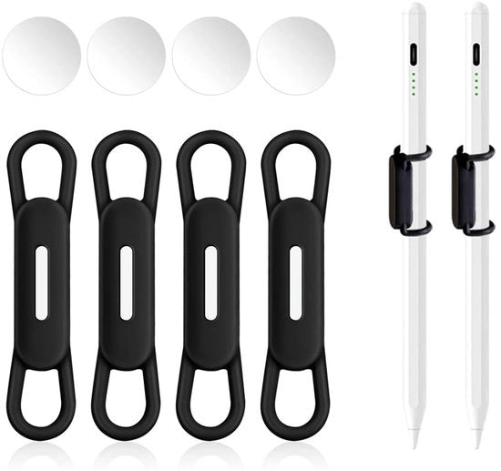 Magnetici pennarecipienti, pennarecipienti portatili, magneti in silicone, clip per matite, set di 4 magnetici pennarecipienti, accessori per ufficio per superfici metalliche (nero)
