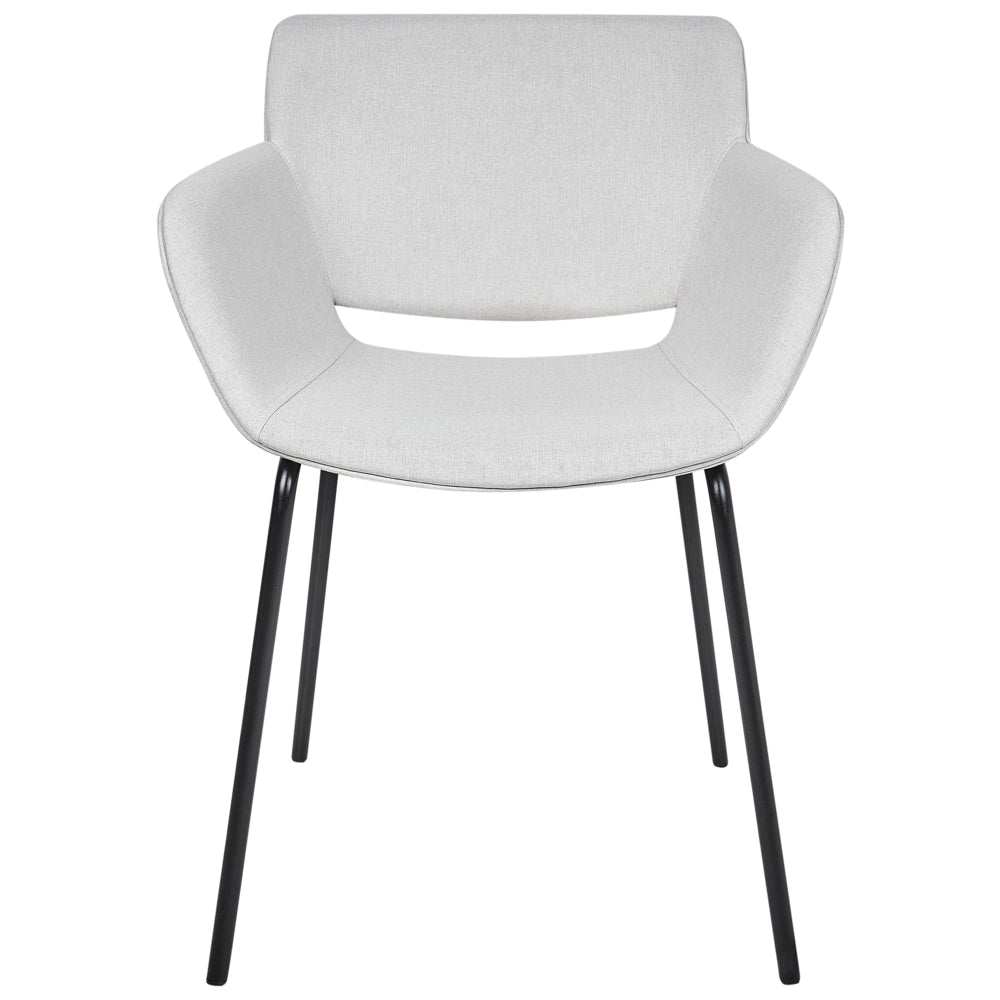 Set di 2 sedie da pranzo con rivestimento in poliestere grigio chiaro con gambe in metallo stile elegante