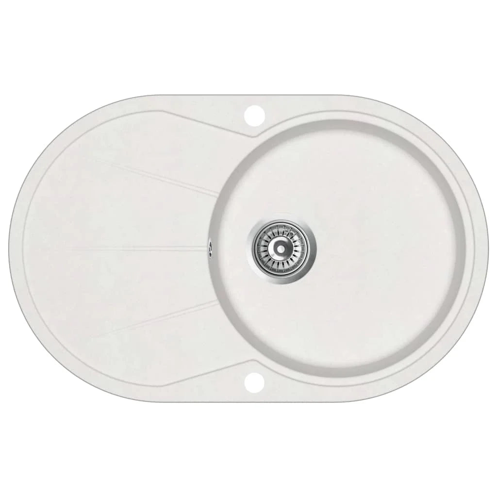 Lavello da cucina vasca singola 78 x 50 cm ovale granito bianco 02_0002352