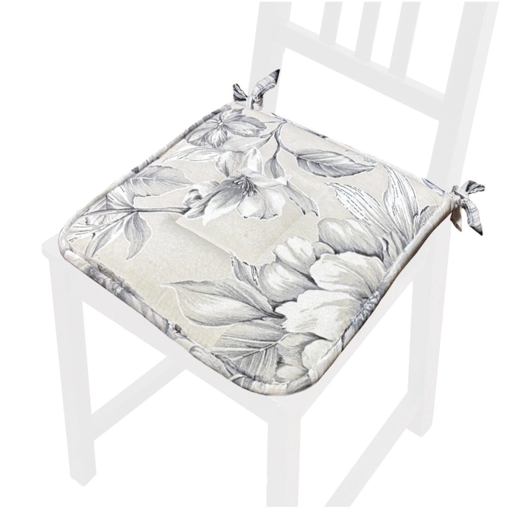 Set 4 Cuscini Sedia Cotone Fiori Vintage Lavabili Coprisedie Universali Con Lacci Fissaggio