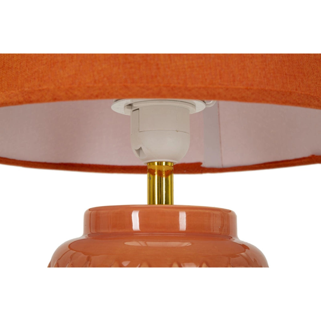 Lampada da tavolo Square Arancione in ceramica con paralume in tessuto — O 28 cm