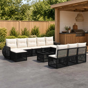 Set Divano da Giardino 11 pz Nero e Bianco Crema polyrattan 3435541