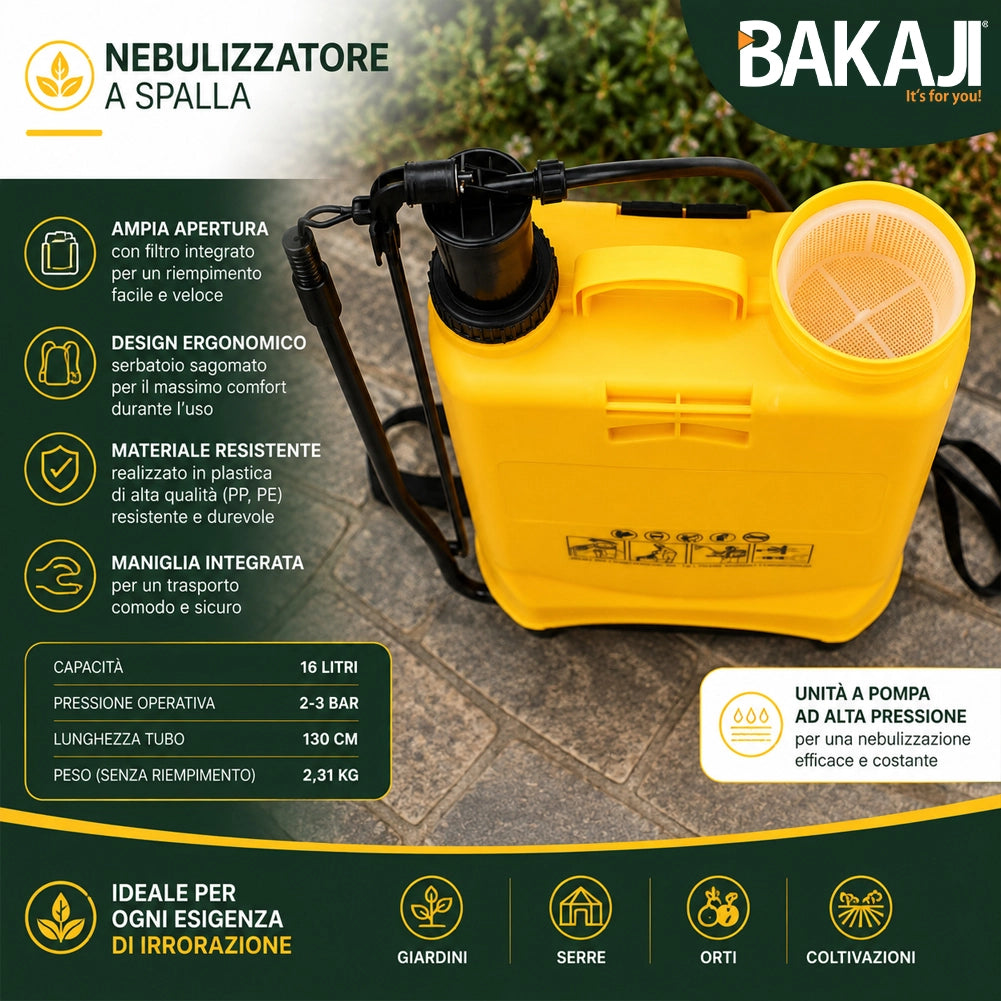 Nebulizzatore A Spalla 16 Lt Spruzzatore Zaino Irroratrice Spruzzatore A Pompa