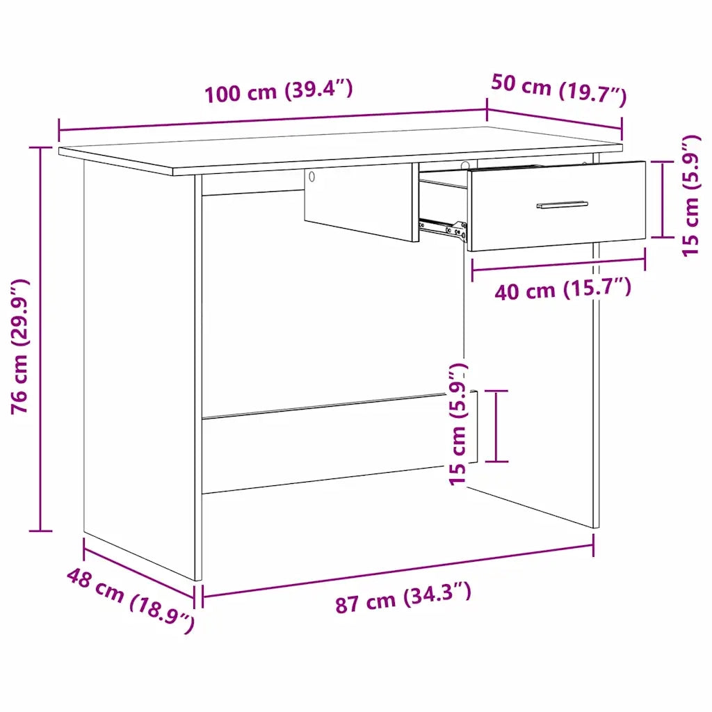 vidaXL Scrivania Legno antico 100 x 50 x 76 cm Legno multistrato