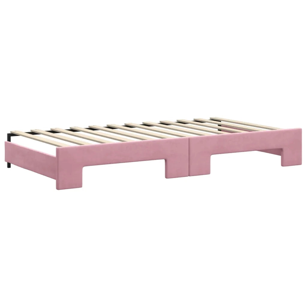 Divano Letto Estraibile con Materassi Rosa 100x200 cm Velluto 3197805