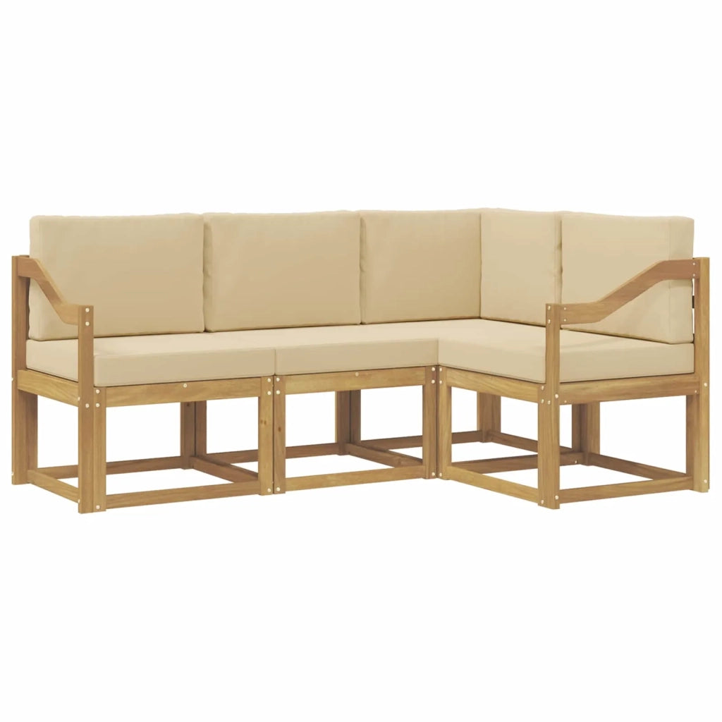 Set di divani da esterno con cuscino 4 pcs Bianco e Beige