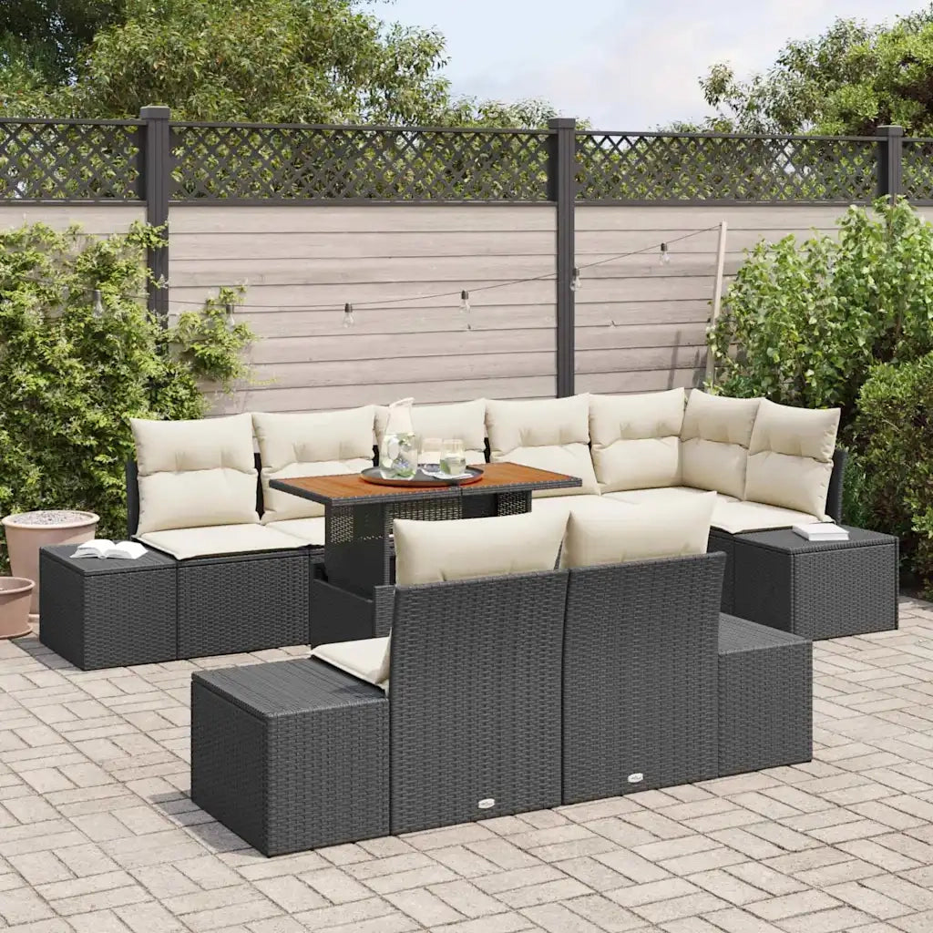 Set Divano da Giardino con archiviazione 9 pcs Nero Poly Rattan 3358714