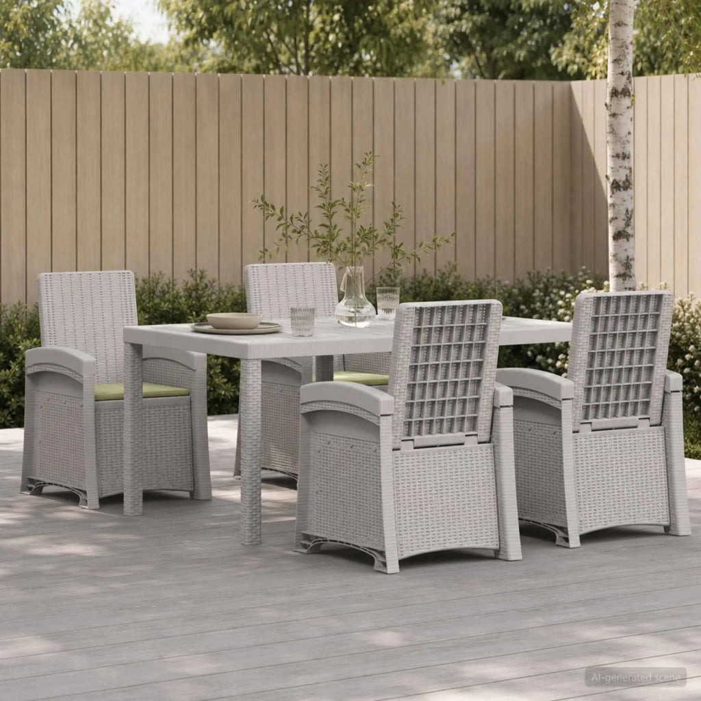 Set da Pranzo per Giardino 5 pz Bianco e Crema PP 3430127