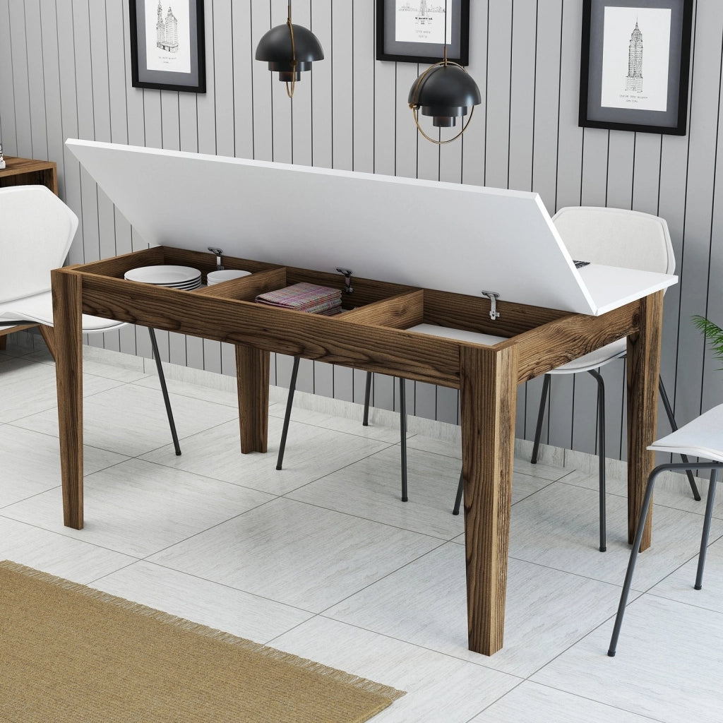 Viverone, Tavolo Fisso 6 Posti, 145x88x75h cm Marrone Noce