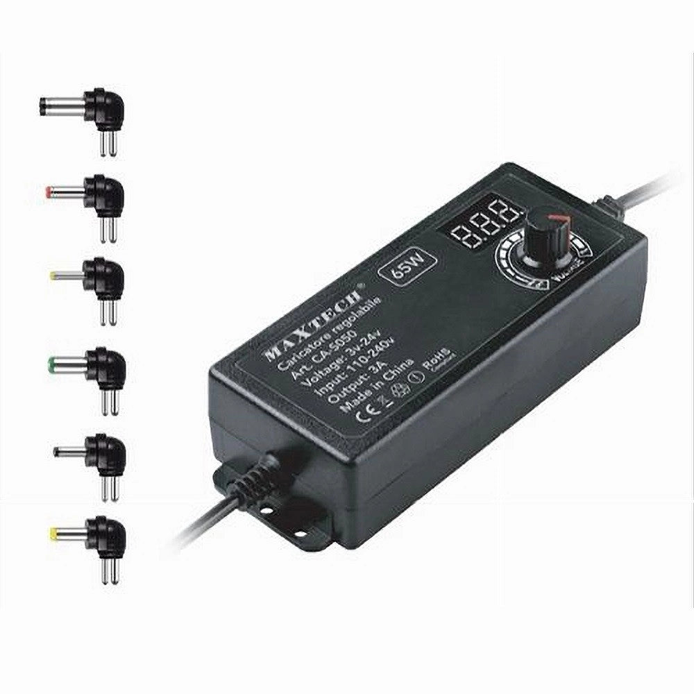 Trade Shop - Alimentatore Caricatore Regolabile 65 W 3a Da 3v A 24v Con 6 Connettori Ca-s050 -