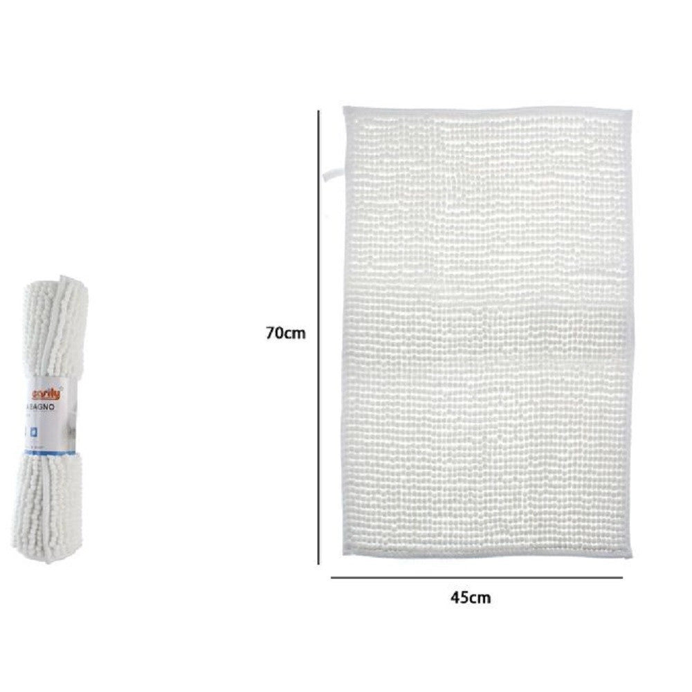 Trade Shop - Tappeto Tappetino Antiscivolo Per Arredo Bagno 45 X 70 Cm Colore Bianco 79915 -