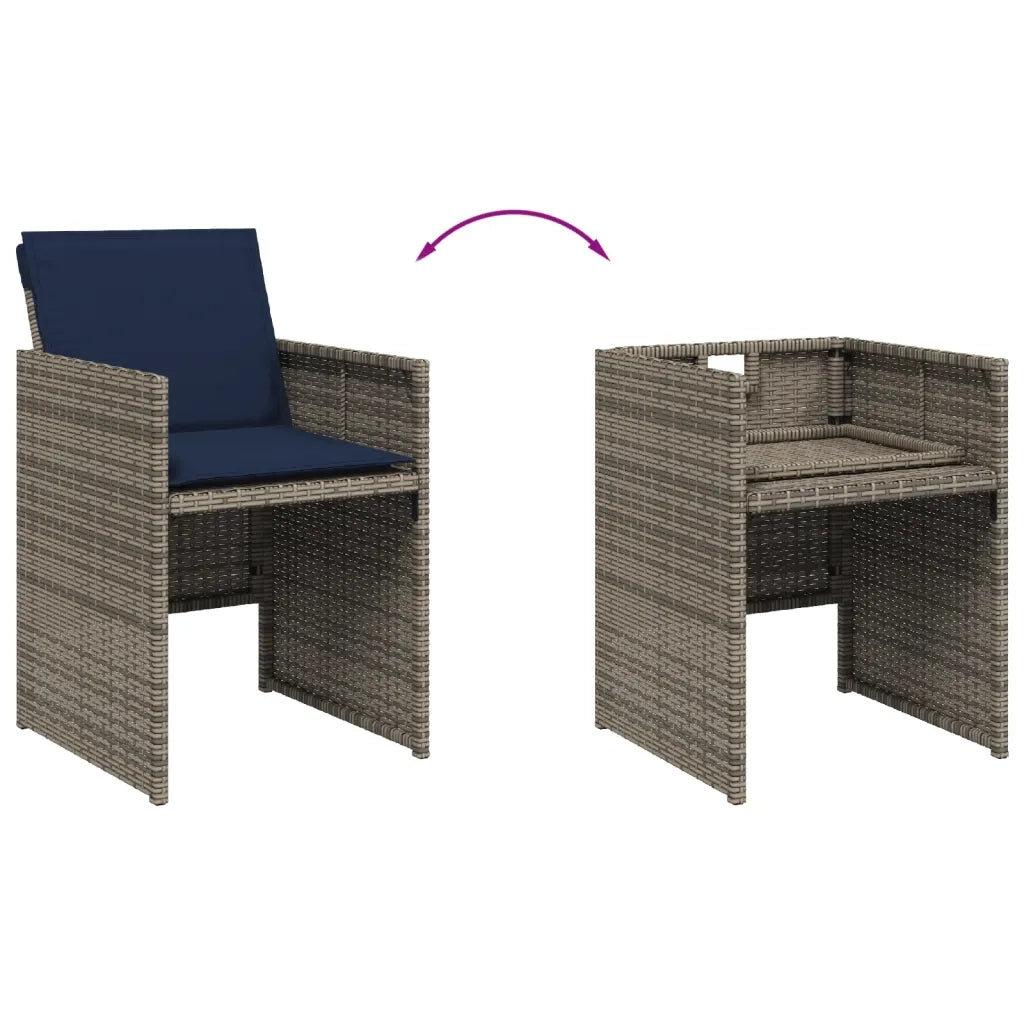 Set da pranzo da giardino da 13 pz con Cuscini in Polyrattan Grigio 3277716