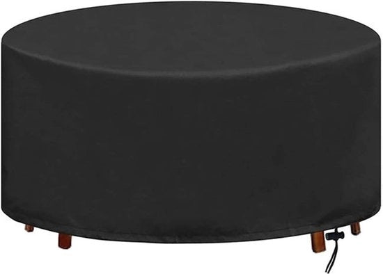 Tavolo e sedie esterne protettive, impermeabili e UV resistenti, 185 x 110 cm, copertura anti-vento per tavoli e sedie da giardino, nero