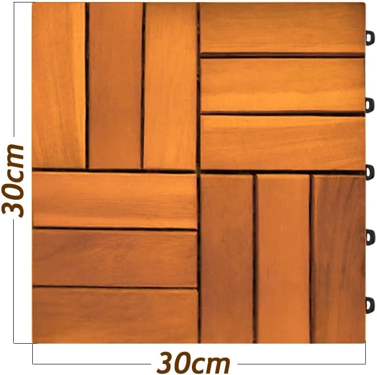 Casaria Piastrelle Legno Acacia 55pz Certificato FSC® Mattonelle 5m² ad Incastro 30x30cm Esterno Mosaico