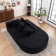Divano modulare convertibile componibile senza montaggio con cuscini per salotto in tessuto chenille nero