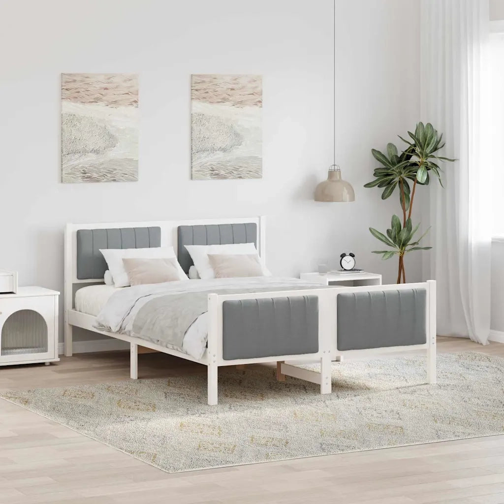 Struttura del Letto Bianco e grigio chiaro 135 x 190 cm 878483