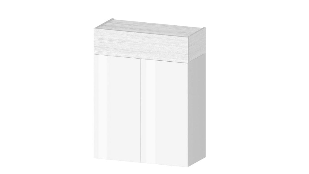 Scarpiera 2 Ante e 1 Ripiano a Ribalta 76x35x100 cm Savona 2A 1R Bianco Opaco/Larice Bianco