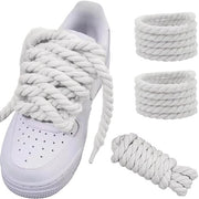 Viti in cotone ruvido per Air Force 1 - 8 mm, Bianco, 140 cm - Fatto a maglia