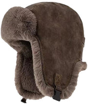 Cappello da pilota invernale con guanciali e impermeabile, cappuccio di trapper morbido e impermeabile in pelle per uomini e donne
