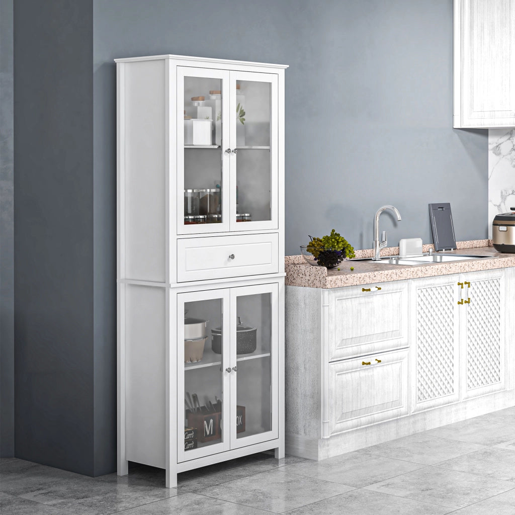 Credenza con ante scorrevoli e ripiani ¨C Minimal ¨C Bianco 74x35,5x181,5 cm