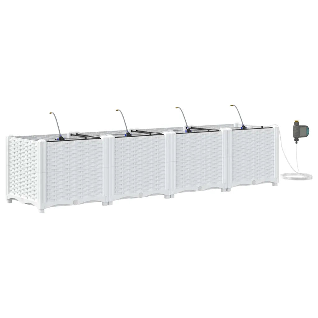 Fioriere | Cassetta per fiori | Vaso da giardino 4 pz Bianco 160 x 40 x 37,5 cm Plastica