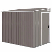 CAPANNO ATTREZZI IN METALLO 1.5X2M CON BASE, PORTA SCORREVOLE E TETTO INCLINATO, GRIGIO CHIARO