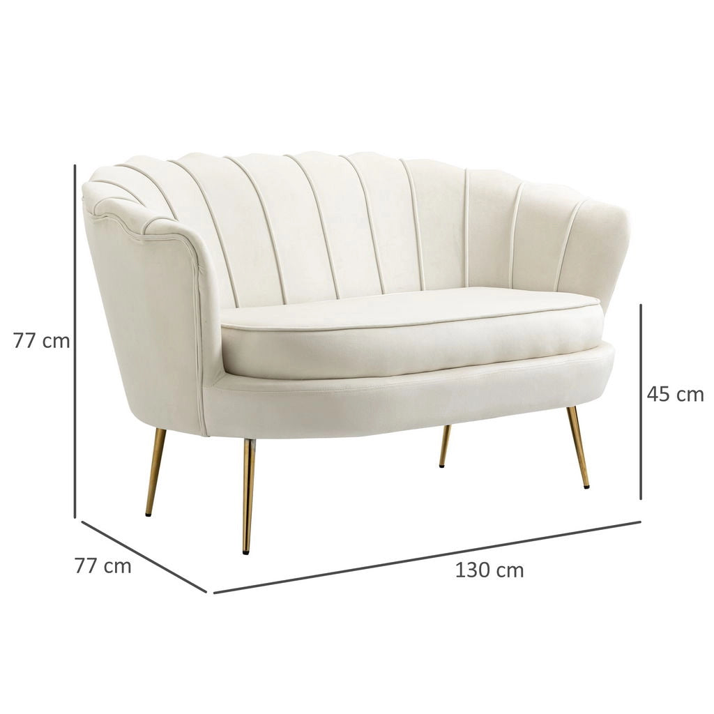 DIVANO VINTAGE 2 POSTI INDUSTRIAL CHIC MODELLO FRANCESE PER INGRESSO 130X77X77 CM IN VELLUTO BIANCO