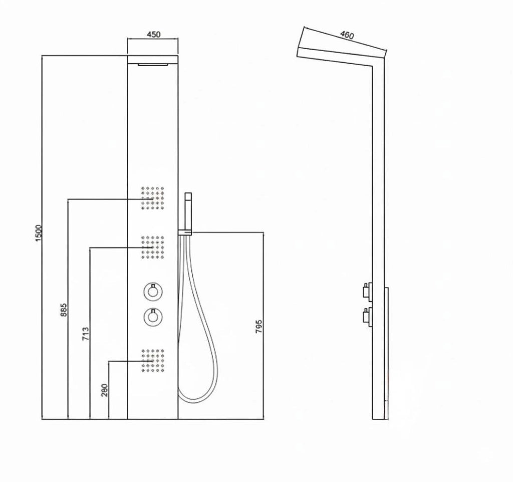 Colonna doccia pannello idromassaggio effetto cascata miscelatore termostatico YH8120 GRECIA - Nero