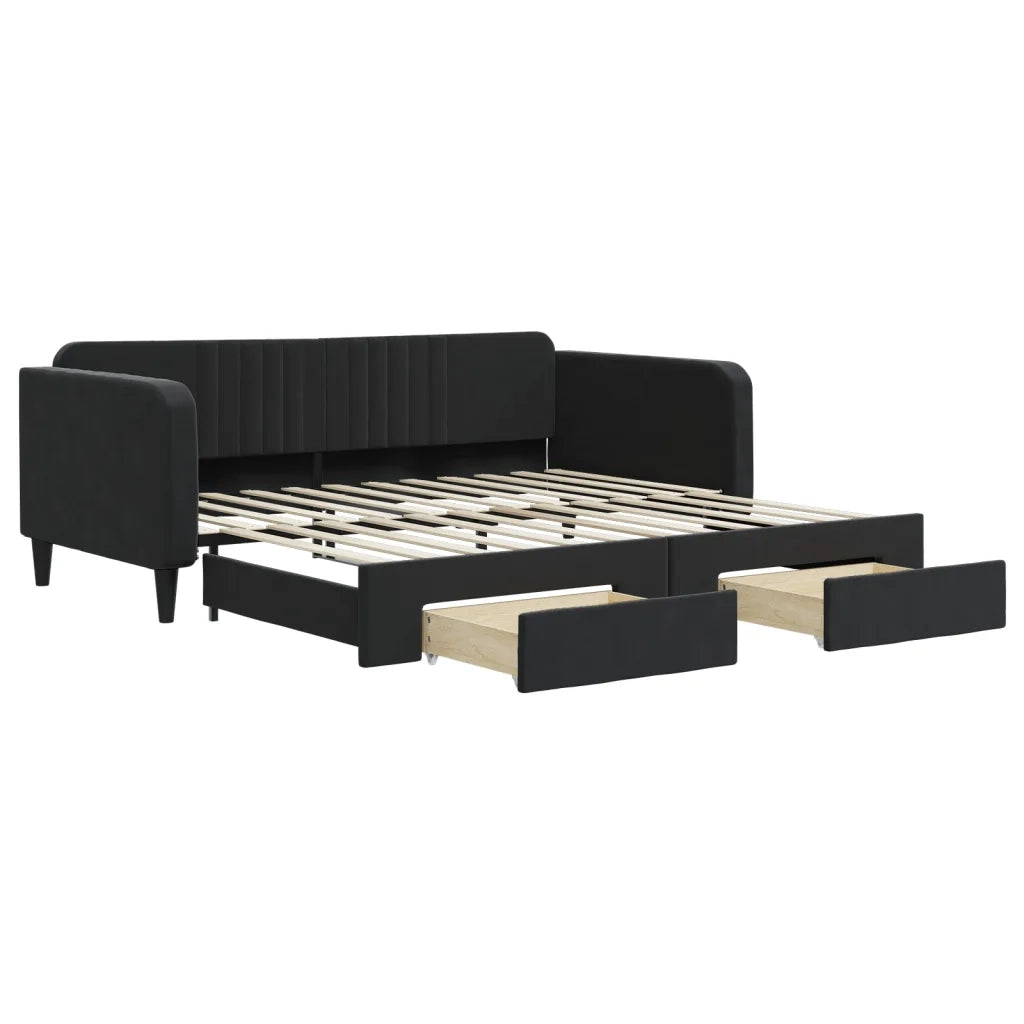 Divano Letto Estraibile con Cassetti-Sofa Letto-Daybed Nero 100x200 cm in Velluto 607344