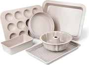 Set di forme per torte in pietra artificiale con trattamento antiaderente, con 7 pezzi, beige