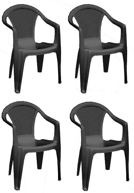 SET 4 SEDIE DA GIARDINO KORA IN POLIPROPILENE COLORE MOKA 55 X 54 X 82 CM