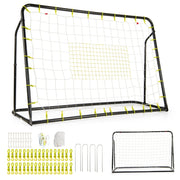 Porta da calcio per esterni 187 x 122,5 cm 2 in 1 con rete di rimbalzo angolazione regolabile per allenamento in giardino metallo nero 20_0010953