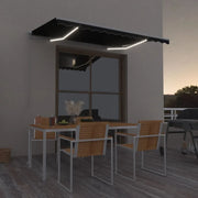 Tenda da Sole Retrattile Manuale con LED-Tenda parasole per Patio 350x250 cm Antracite 618183